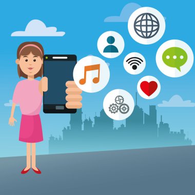 Mobil insanlar tasarım karikatür