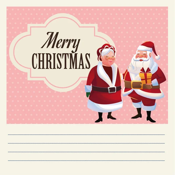 Santa and wife cartoon of Christmas season — Stock Vector