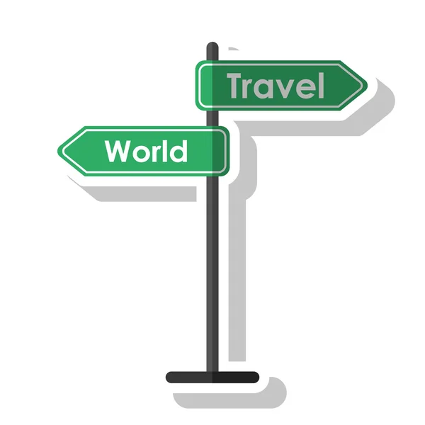 Seyahat ve dünya yol işareti turizm konsepti — Stok Vektör