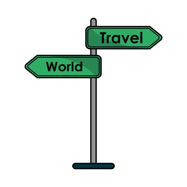 Seyahat ve dünya yol işareti turizm konsepti — Stok Vektör