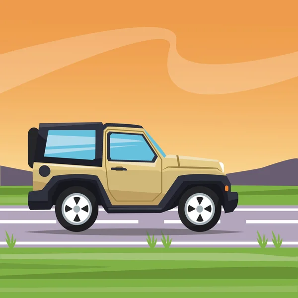 Jeep vehículo y diseño de transporte — Vector de stock