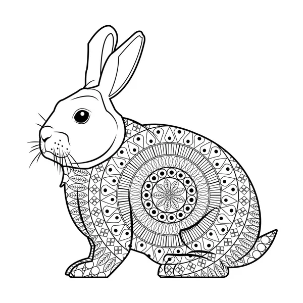 Diseño de conejo blanco y negro — Vector de stock