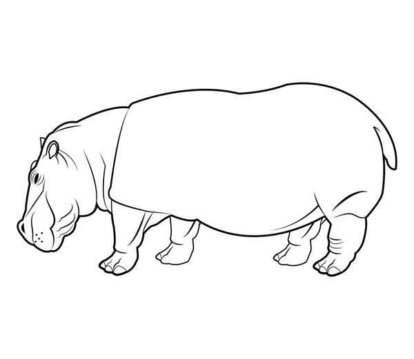 Design hippopotame noir et blanc — Image vectorielle