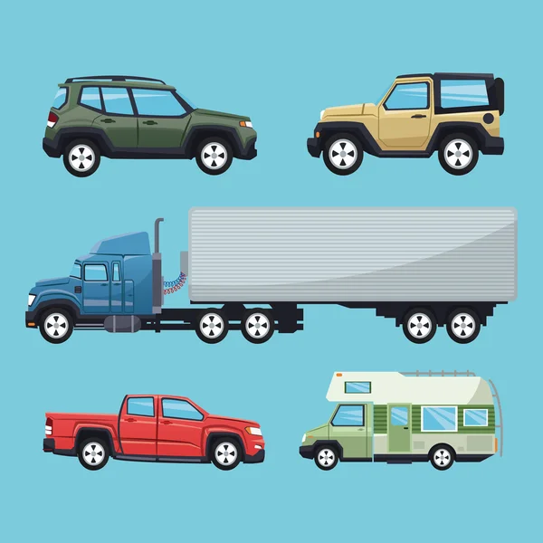 Véhicules et camions et conception de transport — Image vectorielle