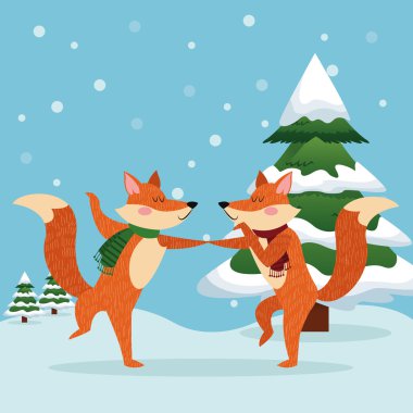 Fox karikatür Noel sezon tasarım