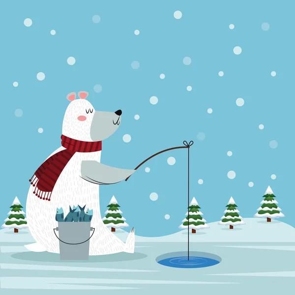 Bear cartoon van Kerstmis seizoen ontwerp — Stockvector