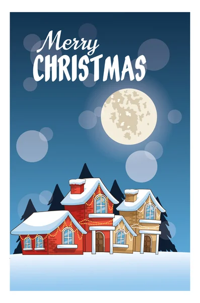 Maisons d'hiver de conception de saison de Noël — Image vectorielle