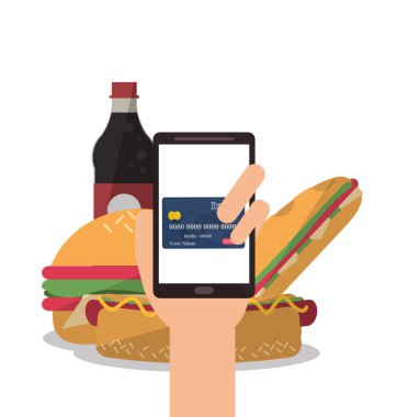 Fast food kavramı hamburger ve simge kümesi