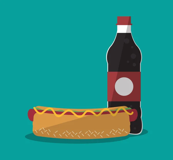 Perro caliente e icono conjunto de concepto de comida rápida — Vector de stock