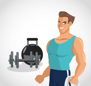 Adam karikatür ve sağlıklı yaşam tarzı tasarım