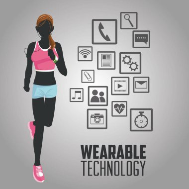 Kız çizgi film küçük ve üzerinize takılabilir teknoloji tasarım