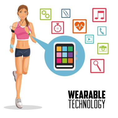 Kız çizgi film küçük ve üzerinize takılabilir teknoloji tasarım