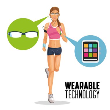 Kız çizgi film küçük ve üzerinize takılabilir teknoloji tasarım