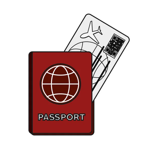 孤立的护照和机票设计 — 图库矢量图片