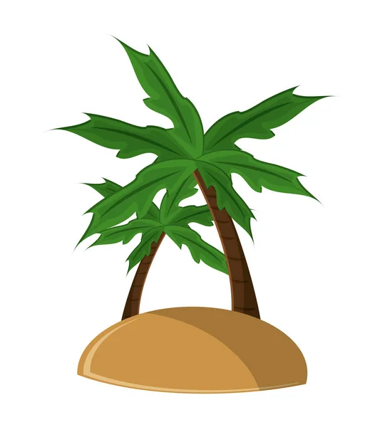 İzole palmiye ağacı ve ada tasarım — Stok Vektör
