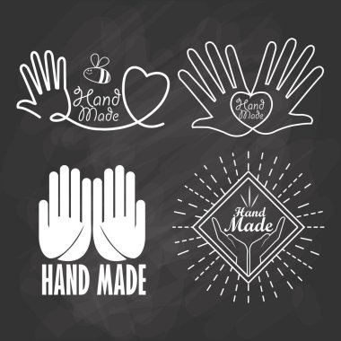 Hand Made label, handmade crafts workshop clipart