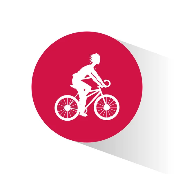 Homme vélo d'équitation à l'intérieur cercle design — Image vectorielle