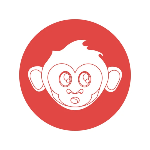 Изолированный силуэт обезьяны внутри конструкции круга — стоковый вектор