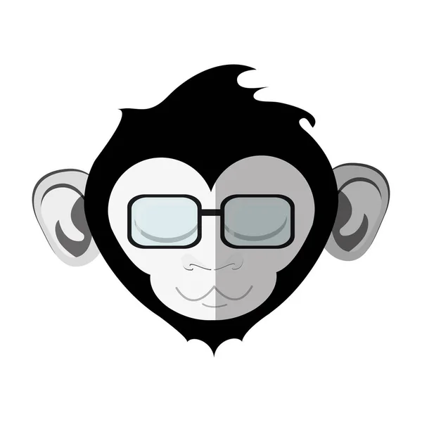 Dibujos animados de mono aislado con diseño de gafas — Vector de stock