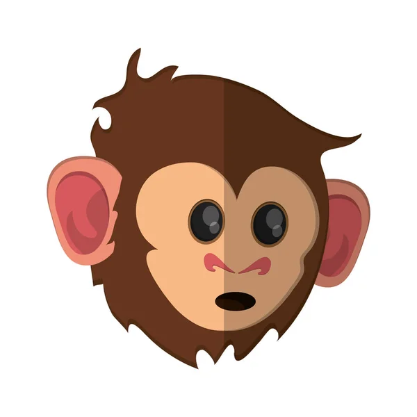 Desain wajah kartun monyet yang terisolasi - Stok Vektor