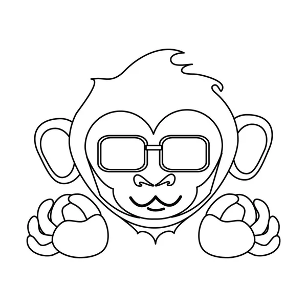 Dibujos animados de mono aislado con diseño de gafas — Vector de stock