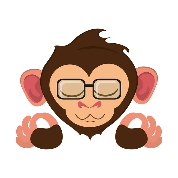 Isolated monkey cartoon with glasses design — Stock Vector