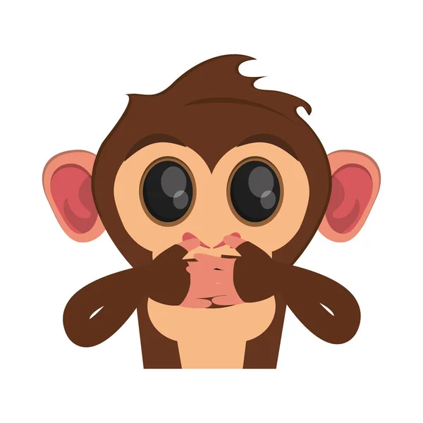 Desain kartun monyet yang terisolasi - Stok Vektor