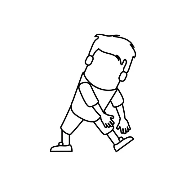 Uomo disegno cartone animato stretching — Vettoriale Stock