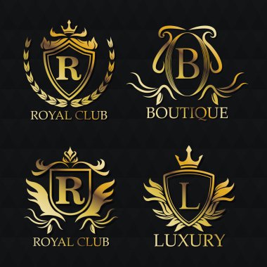 Tasarım altın amblem Icon set