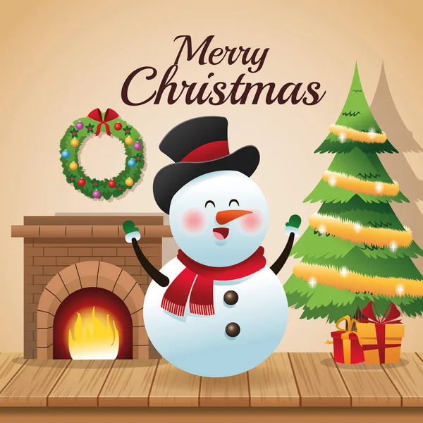 Dibujos animados muñeco de nieve de diseño de temporada de Navidad — Vector de stock