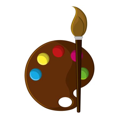 İzole boya paleti ve fırça tasarım