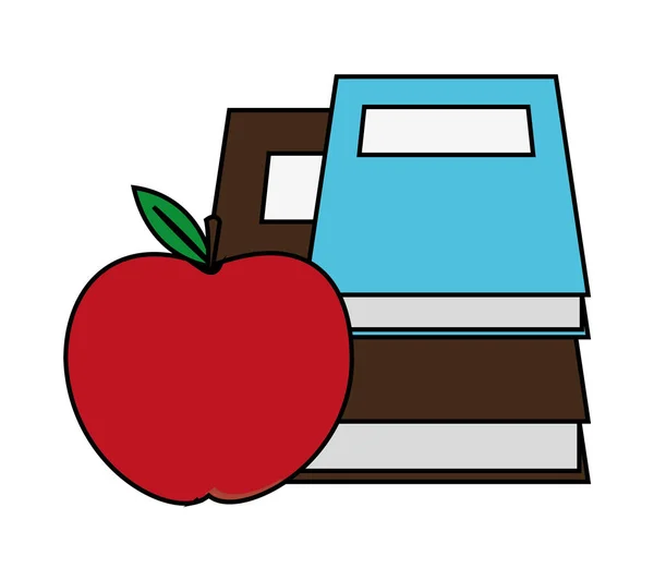 Libro y manzana del diseño del concepto de escuela — Vector de stock