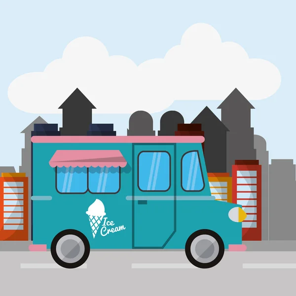 Colorido diseño de camión de comida — Vector de stock