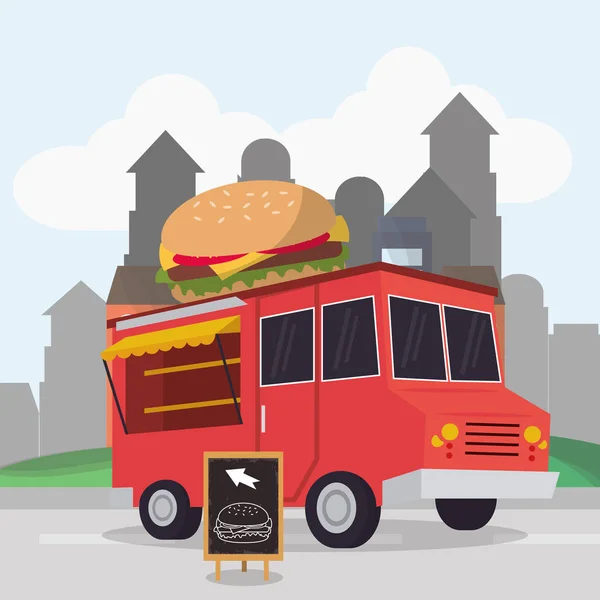 Colorido diseño de camión de comida — Vector de stock