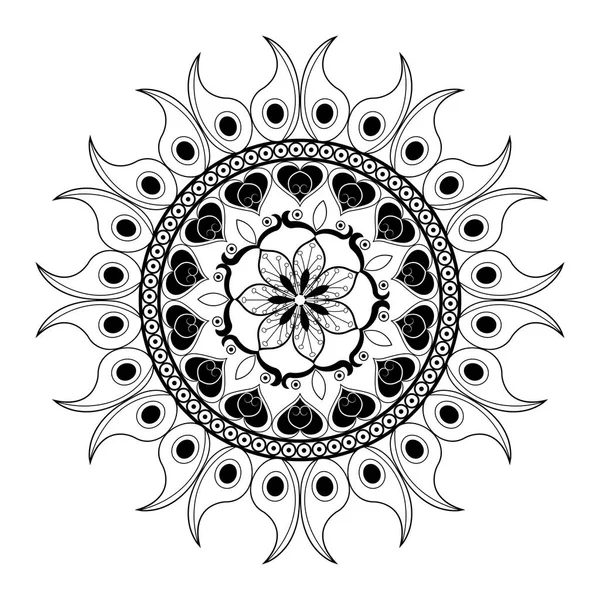 Siyah ve beyaz mandale tasarım — Stok Vektör