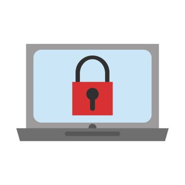 İzole asma kilit ve laptop tasarım