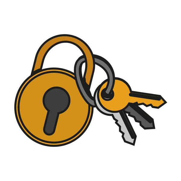 Geïsoleerde hangslot en sleutels ontwerp — Stockvector