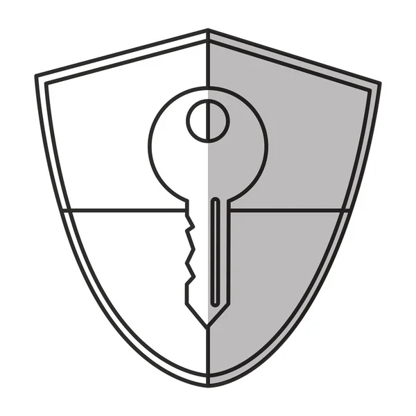 Llave aislada diseño de escudo interior — Archivo Imágenes Vectoriales