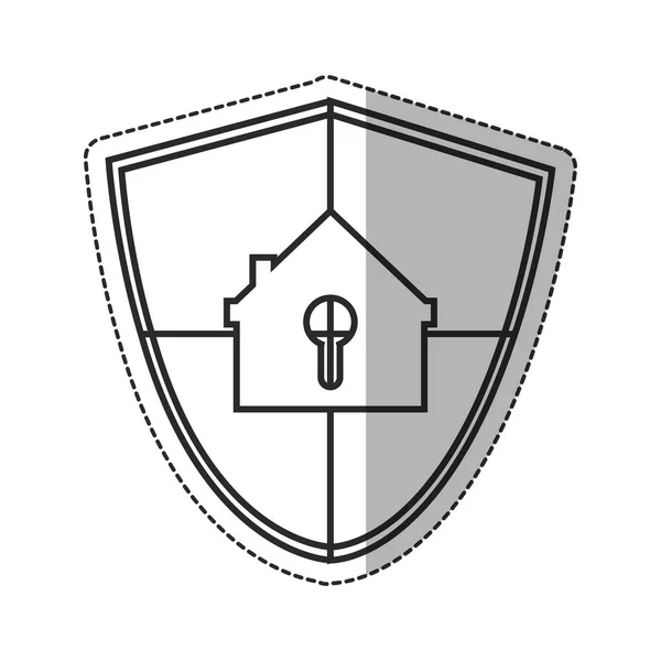 Casa isolata all'interno di design scudo — Vettoriale Stock