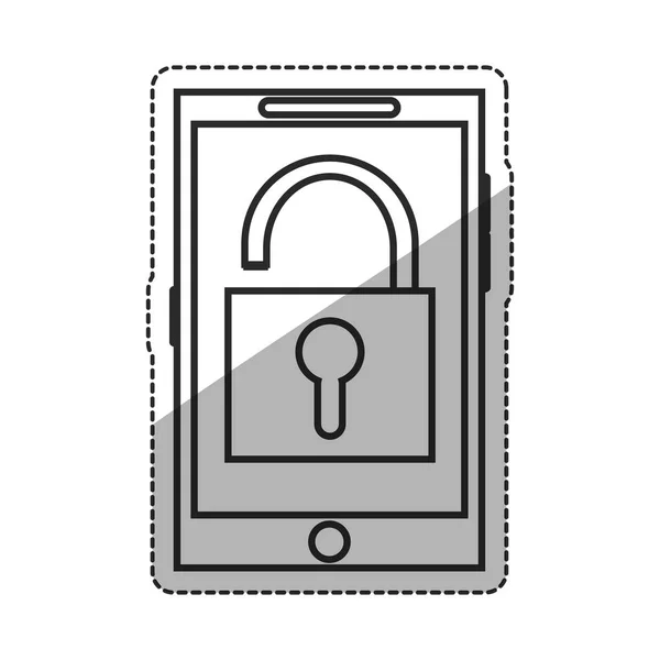 Isolated padlock inside smartphone design — Stock Vector