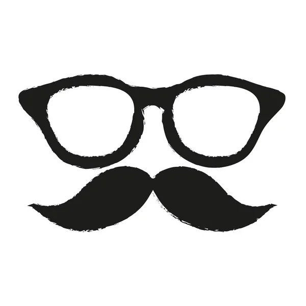 Gafas hipster aisladas y diseño de bigote — Archivo Imágenes Vectoriales