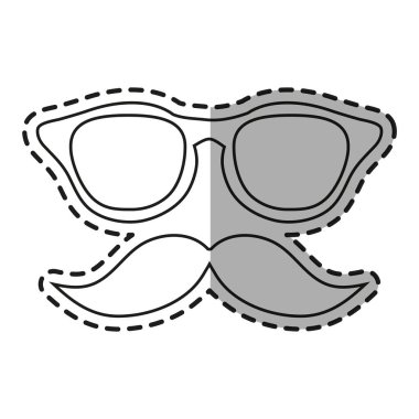 İzole hipster gözlük ve bıyık tasarım