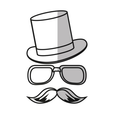 İzole hipster şapka gözlük ve bıyık tasarım