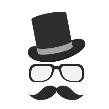 İzole hipster şapka gözlük ve bıyık tasarım
