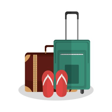 İzole çanta ve sandal seyahat tasarım