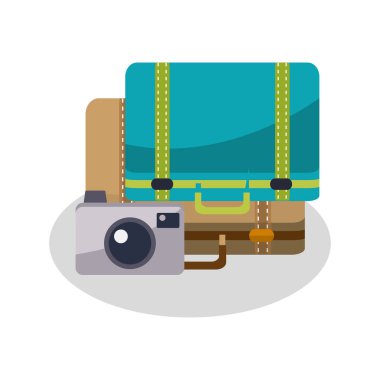 İzole çanta ve seyahat tasarım kamera