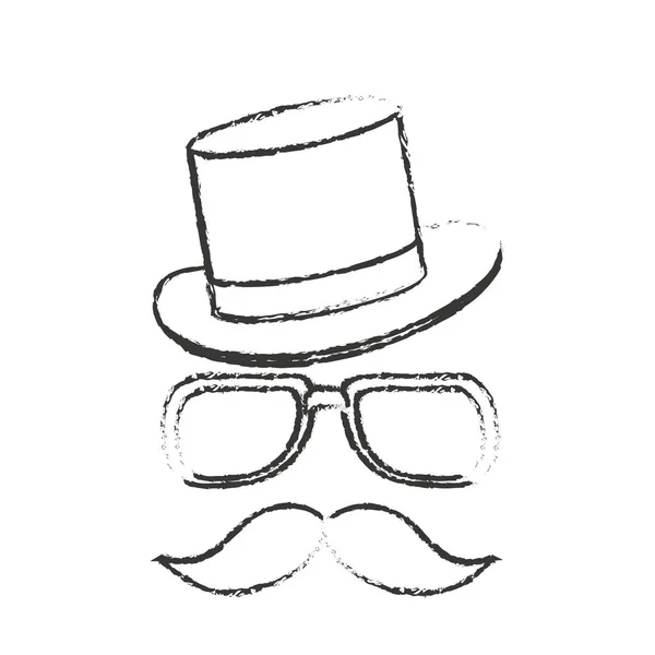 Gafas de sombrero hipster aisladas y bigote — Archivo Imágenes Vectoriales