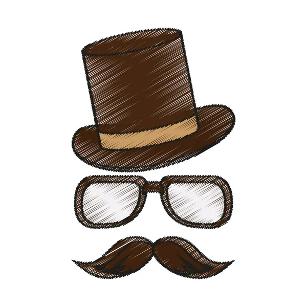 Isolerade hipster hatt glasögon och mustasch — Stock vektor