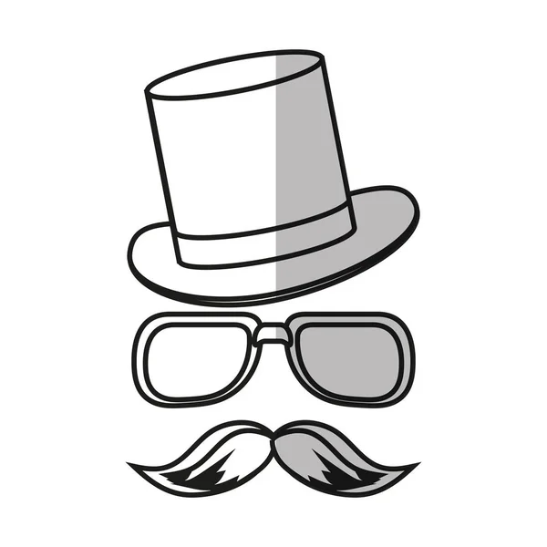 Isolated hipster hat glasses and mustache design — Stock Vector