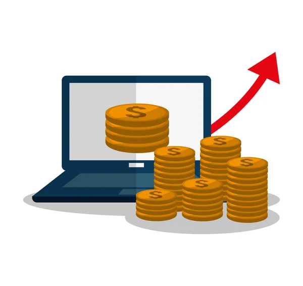Laptop-Gewinn und Geld-Design — Stockvektor